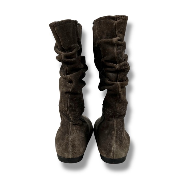 Prada Boots Brown Suede Leather Slouch Boots Mid-Calf Pleated Sz 38.5 7.5 US - Picture 6 of 8